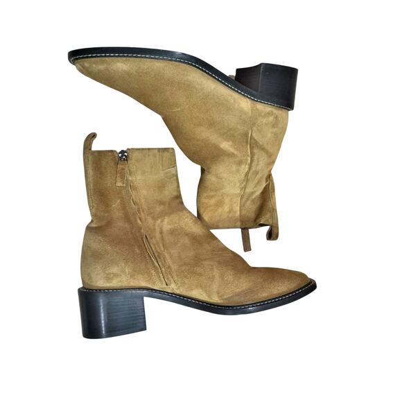 Everlane The City Boot Suede Leather Block Heel Saddle Sand Suede Size 8.5 NWOB - Picture 5 of 11